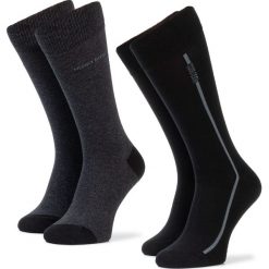 Zestaw 2 par wysokich skarpet męskich BOSS - 2P Rs Logo Stripe Cc 50406444 012. Szare skarpetki męskie Boss, bez wzorów, z elastanu. Za 69,00 zł.