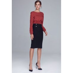Czarna Ołówkowa Midi Spódnica z Ozdobnymi Napami. Czarne spódniczki damskie Molly.pl, s, bez wzorów, długie, midi, ołówkowe. Za 149,90 zł.