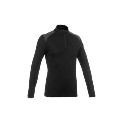 Koszulka trekkingowa długi rękaw TechWOOL 190 męska zamek. Czarne koszulki męskie FORCLAZ, m, bez wzorów, z wełny, bez kołnierzyka, z długim rękawem, długie. Za 129,99 zł.