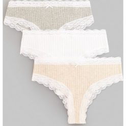 Majtki hipsters z koronką 3 pack - Jasny szary. Szare majtki damskie Reserved, s, z koronki. Za 49,99 zł.