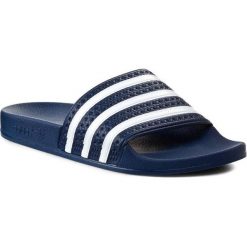 Klapki adidas - adilette 288022 Adiblu/Wht/Adiblu. Niebieskie klapki damskie Adidas, bez wzorów, z tworzywa sztucznego, bez obcasa. Za 149,00 zł.