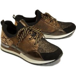RIEKER REMONTE R2503-24 brown combination, półbuty/sneakersy damskie. Brązowe koturny damskie Rieker Remonte, bez wzorów, bez obcasa, na koturnie, na sznurówki. Za 339,90 zł.