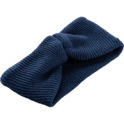 Opaska dzianinowa na czoło bonprix ciemnoniebieski. Niebieskie rękawiczki damskie bonprix, bez wzorów, z dzianiny. Za 29,99 zł.