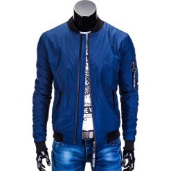 KURTKA MĘSKA PRZEJŚCIOWA BOMBERKA C330 - GRANATOWA. Niebieskie kurtki męskie bomber marki Ombre Clothing, m, z nylonu. Za 89,00 zł.
