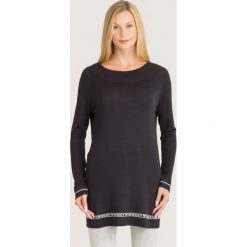 SWETER MAXI TWINSET. Czarne swetry damskie Twinset, xl, z aplikacjami, z kaszmiru, bez rękawów, bez kaptura. Za 444,50 zł.
