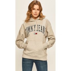 Tommy Jeans - Bluza. Szare bluzy damskie Tommy Jeans, s, z aplikacjami, z bawełny, bez rękawów, z kapturem. Za 449,90 zł.