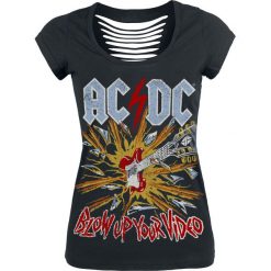 AC/DC Blow Up Your Video Koszulka damska czarny. Czarne bluzki z odkrytymi ramionami marki AC/DC, xl, z nadrukiem, z dekoltem na plecach. Za 99,90 zł.
