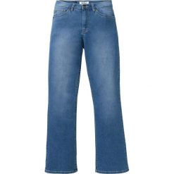 Miękkie dżinsy ze stretchem Slim Fit Bootcut bonprix niebieski "bleached”. Niebieskie jeansy męskie bonprix, m, bez wzorów, z jeansu. Za 109,99 zł.