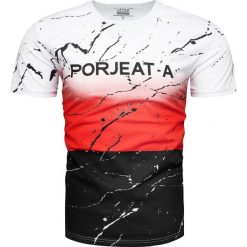 Koszulka męska t-shirt biało-czerwony Recea. Czerwone koszulki męskie Recea, xl, bez wzorów, z bawełny, klasyczne, bez kołnierzyka. Za 24,99 zł.