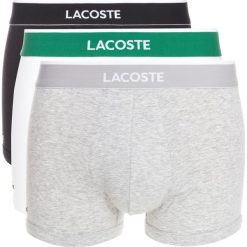Lacoste 3-pack Bokserki Czarny Biały Szary. Szare bokserki męskie Lacoste, z elastanu. Za 197,95 zł.
