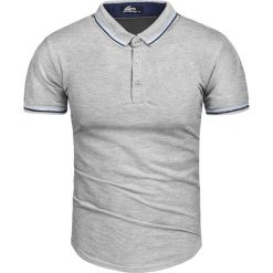 Koszulka polo męska szara slim Recea. Szare koszulki męskie Recea, xl, bez wzorów, z bawełny, bez rękawów. Za 30,96 zł.