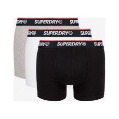 SuperDry Classic 3-pack Bokserki Czarny Biały Szary. Szare bokserki męskie Superdry, bez wzorów, z elastanu. Za 157,95 zł.