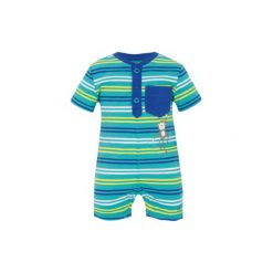 S.OLIVER Boys Baby Rampersy Paski kolor niebieski-zielony. Niebieskie śpiochy niemowlęce marki S.Oliver, w paski, z bawełny. Za 68,00 zł.