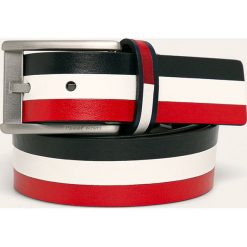 Tommy Jeans - Pasek skórzany. Niebieskie paski męskie Tommy Jeans, w paski, z jeansu. Za 269,90 zł.