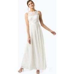 Luxuar Fashion - Damska sukienka wieczorowa, beżowy. Brązowe sukienki damskie marki Luxuar Fashion, na co dzień, w koronkowe wzory, z satyny, wizytowe, bez kołnierzyka, bez rękawów, proste. Za 749,95 zł.