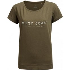T-shirt damski TSD637 - khaki melanż - Outhorn. Brązowe koszulki damskie Outhorn, na imprezę, bez wzorów, bez kołnierzyka, bez rękawów. W wyprzedaży za 29,99 zł.