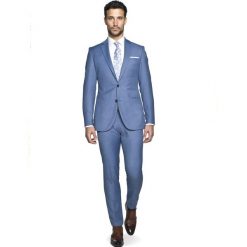 Garnitur dante 313 niebieski slim fit. Niebieskie garnitury męskie Recman, bez wzorów. Za 849,00 zł.