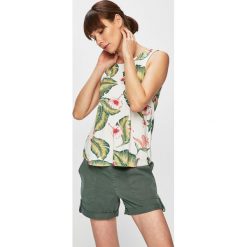 Roxy - Top. Białe bluzki damskie Roxy, s, w kwiaty, z elastanu, casualowe, z okrągłym kołnierzem, bez rękawów. W wyprzedaży za 99,90 zł.