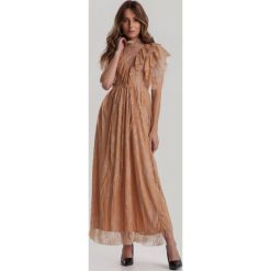 Beżowa Sukienka Katalina. Brązowe sukienki damskie Renee, na lato, s, bez wzorów, bez kołnierzyka, bez rękawów. Za 189,99 zł.