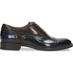 Półbuty CHUCK. Niebieskie buty wizytowe męskie Gino Rossi, do pracy, bez wzorów, ze skóry, eleganckie, na sznurówki. Za 299,90 zł.