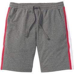 Bermudy sportowe z kontrastowymi paskami bonprix szary melanż. Szare spodnie męskie bonprix, s, w paski, sportowe. Za 24,99 zł.