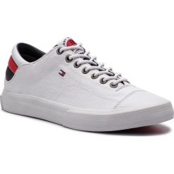 Tenisówki TOMMY HILFIGER - Long Lace Sneaker FM0FM01947 White 100. Białe półbuty męskie TOMMY HILFIGER, bez wzorów, z gumy, eleganckie, bez zapięcia. Za 349,00 zł.