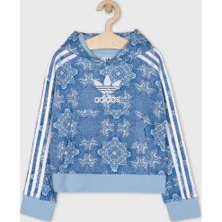 Adidas Originals - Bluza dziecięca 128-170 cm. Niebieskie bluzy dziewczęce adidas Originals, bez wzorów, z bawełny, bez rękawów, z kapturem. Za 199,90 zł.