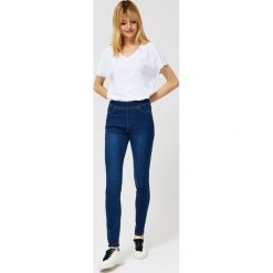 Jeansy typu jeggins. Niebieskie jeansy damskie Moodo, s, bez wzorów, z elastanu, z podwyższonym stanem. Za 39,99 zł.