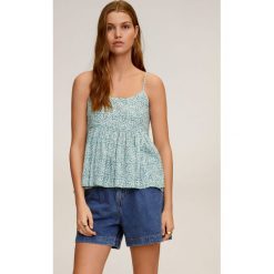 Mango - Bluzka Orange. Niebieskie bluzki damskie Mango, na co dzień, s, w kwiaty, z bawełny, casualowe, z okrągłym kołnierzem, bez rękawów. Za 79,90 zł.