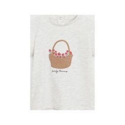 Mango Kids - T-shirt dziecięcy CESTA 80-104 cm. Szare bluzki dziewczęce Mango Kids, z haftami, z bawełny, z okrągłym kołnierzem, z krótkim rękawem, krótkie, bez kaptura. Za 45,90 zł.