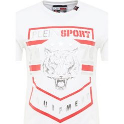 Plein Sport ROUND NECK SCRATCH Tshirt z nadrukiem white. Białe koszulki męskie Plein Sport, m, z nadrukiem, z elastanu, sportowe, bez kołnierzyka, bez rękawów. Za 869,00 zł.