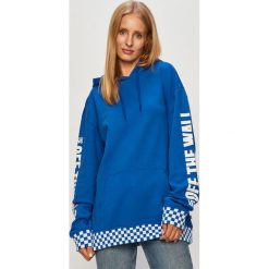 Vans - Bluza. Niebieskie bluzy damskie Vans, s, z nadrukiem, z bawełny, z długim rękawem, długie, z kapturem. Za 319,90 zł.