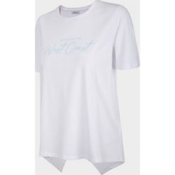 T-shirt damski TSD615 - biały - Outhorn. Białe koszulki damskie Outhorn, bez wzorów, z asymetrycznym kołnierzem. Za 39,99 zł.