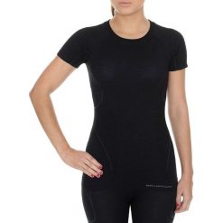 Topy sportowe damskie: Brubeck Koszulka damska z krótkim rękawem ACTIVE WOOL czarna r. XL (SS11700)