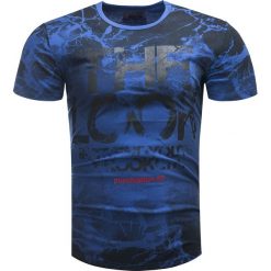 Koszulka męska t-shirt z nadrukiem niebieski Recea. Niebieskie koszulki męskie Recea, s, z nadrukiem, z bawełny, klasyczne, bez kołnierzyka, bez rękawów. Za 39,99 zł.