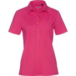Shirt polo bonprix ciemnoróżowy. Różowe koszulki damskie bonprix, bez wzorów, bez rękawów. Za 37,99 zł.