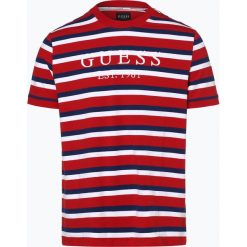 Guess Jeans - T-shirt męski, czerwony. Czerwone t-shirty męskie Guess Jeans, s, w paski, z bawełny, bez kołnierzyka. Za 179,95 zł.