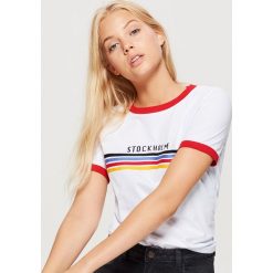 T-shirty damskie: Koszulka z kontrastową lamówką - Biały