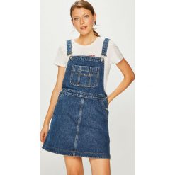 Tommy Jeans - Sukienka. Niebieskie sukienki damskie Tommy Jeans, na co dzień, s, bez wzorów, z bawełny, casualowe, bez kołnierzyka, bez rękawów, mini, proste. Za 539,90 zł.