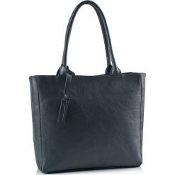Torebki klasyczne damskie: Skórzana torebka w kolorze granatowym – (S)40 x (W)30 x (G)13 cm
