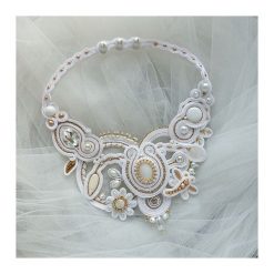 White Garden - naszyjnik soutache. Białe naszyjniki męskie Mrosoutache. Za 620,00 zł.