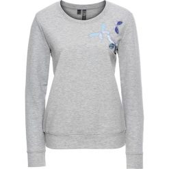 Bluzy damskie: Bluza z naszywkami w kształcie motyli bonprix jasnoszary melanż