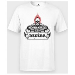 Koszulka Najpierw masa potem rzeźba. T-shirty chłopięce MegaKoszulki, z napisami, z bawełny, bez rękawów. Za 44,90 zł.