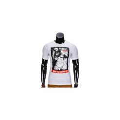 T-shirty męskie: T-SHIRT MĘSKI Z NADRUKIEM S838 – BIAŁY