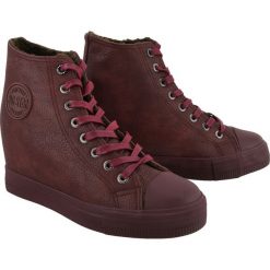 BIG STAR BB274303 burgund, trzewiki, sneakersy damskie. Czerwone koturny damskie BIG STAR, bez obcasa, na koturnie, na sznurówki. Za 139,90 zł.