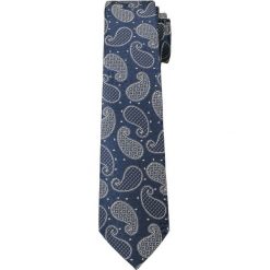 Granatowo-Szary Elegancki Krawat Męski w Paisley -ALTIES- 6 cm, Łezki KRALTS0250. Szare krawaty męskie Alties, bez wzorów, z tkaniny, eleganckie. Za 39,00 zł.