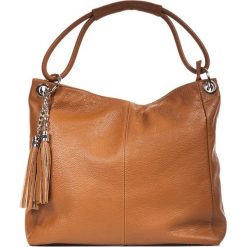 Shopper bag damskie: Skórzana torebka w kolorze brązowym – 38 x 36 x 14 cm