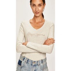 Pepe Jeans - Longsleeve Mackenzie. Białe bluzki damskie Pepe Jeans, s, z aplikacjami, z elastanu, bez kołnierzyka. W wyprzedaży za 119,90 zł.