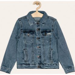 Guess Jeans - Kurtka dziecięca 118-175 cm. Niebieskie kurtki chłopięce z aplikacjami, z elastanu, krótkie. Za 299,90 zł.