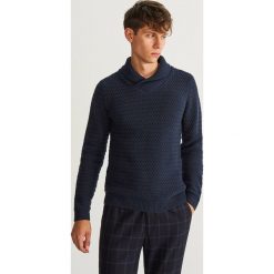 Sweter z kołnierzem - Granatowy. Niebieskie swetry klasyczne męskie marki Reserved, l. Za 159,99 zł.